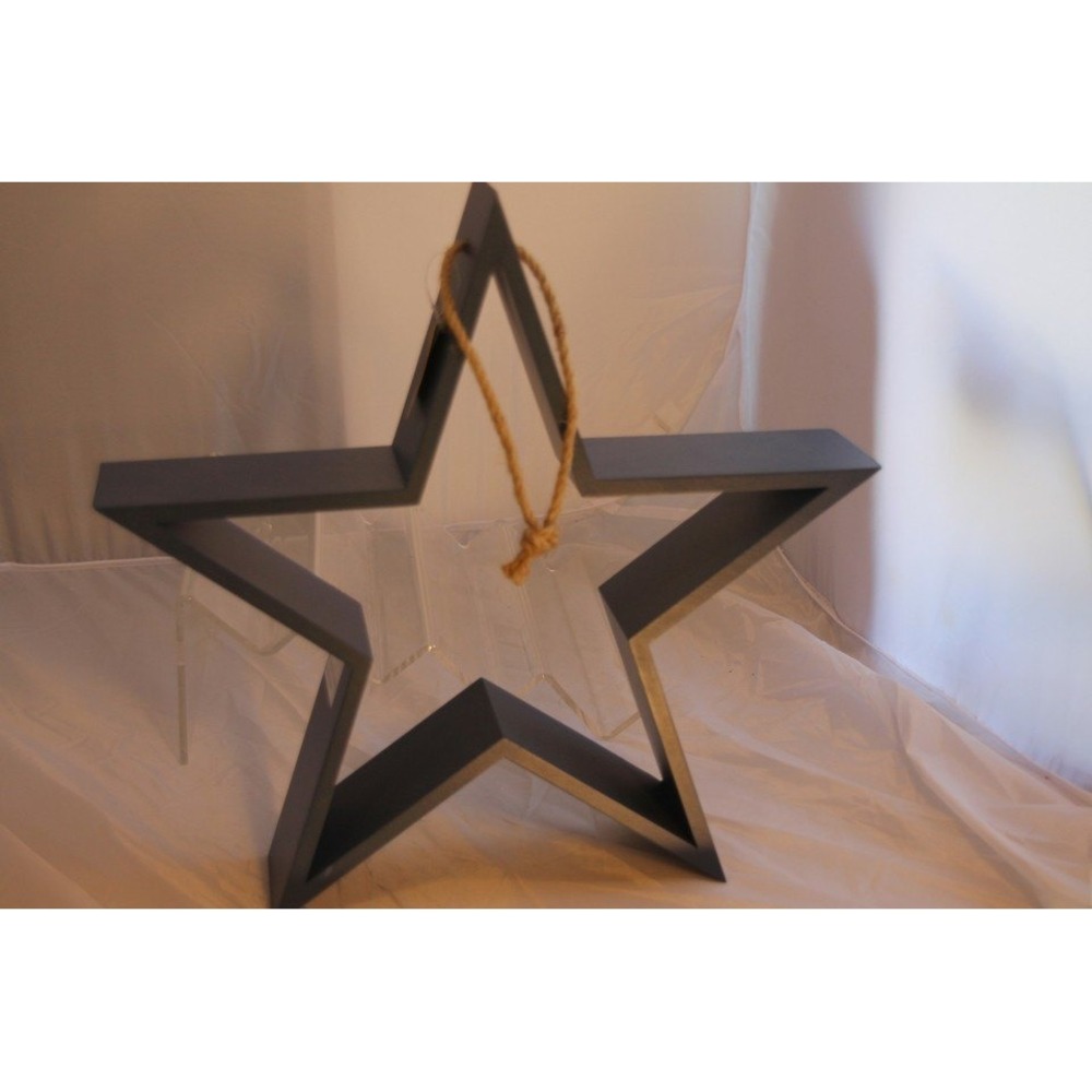 Americana Wooden Star Wall Decor Navy Blue Rustic Farmhouse Hanging Accent NWT
